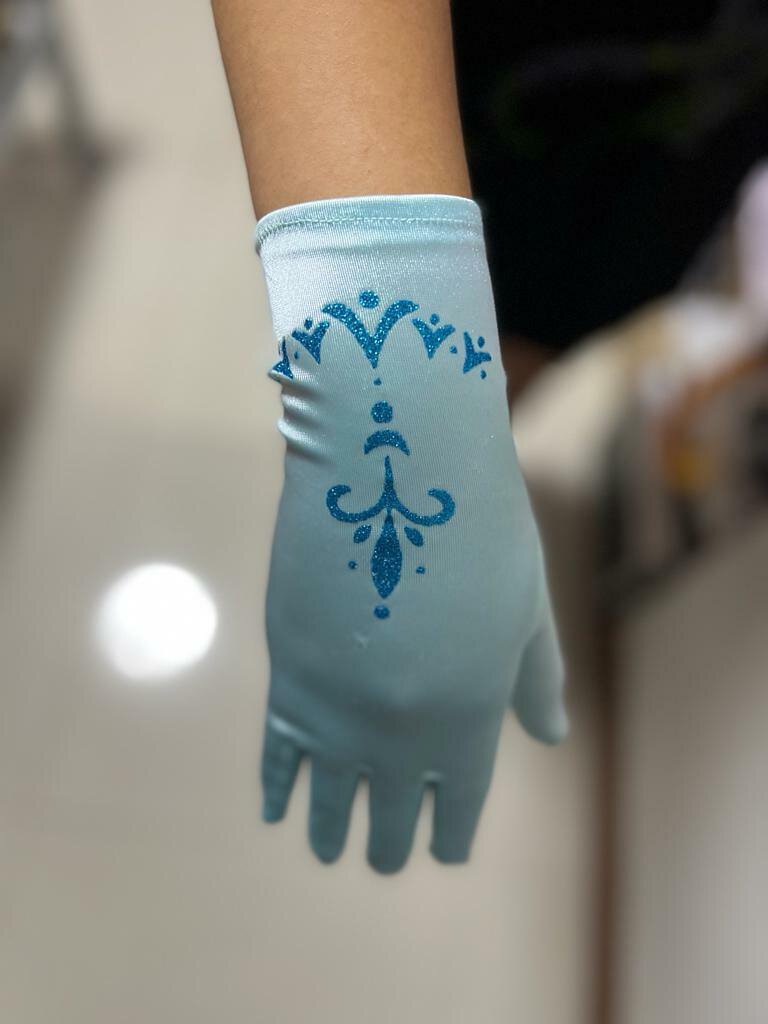 Blue Printed Gloves